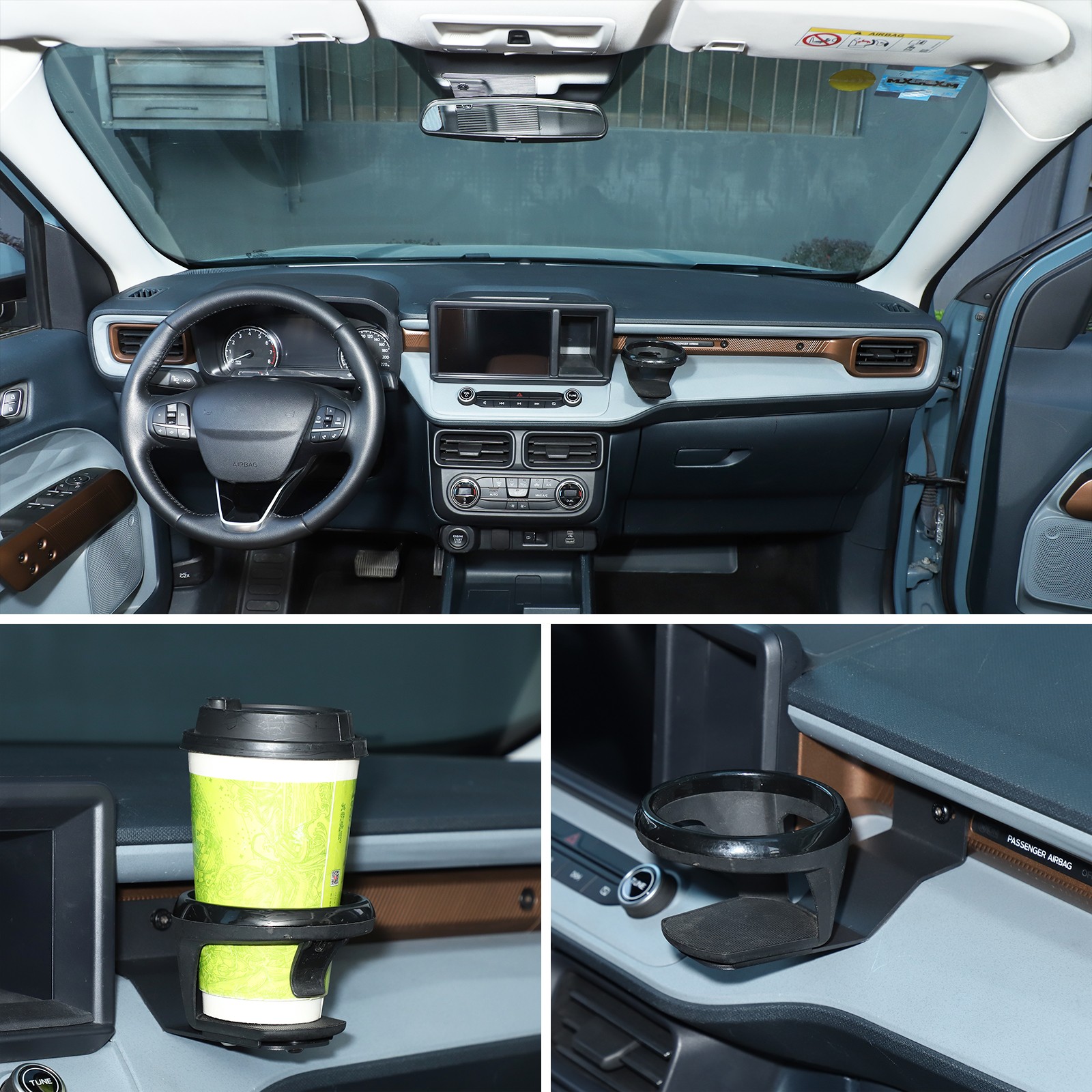 Navigation Screen Right Cup Holder Carbon Steel+ABS Black For Ford Maverick 22+