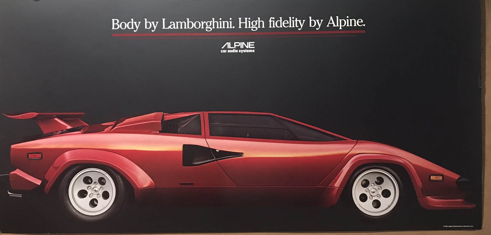 Body By Lamborghini High Fidelity By Alpine Original 1981+2 Free Car Poster!LQQK