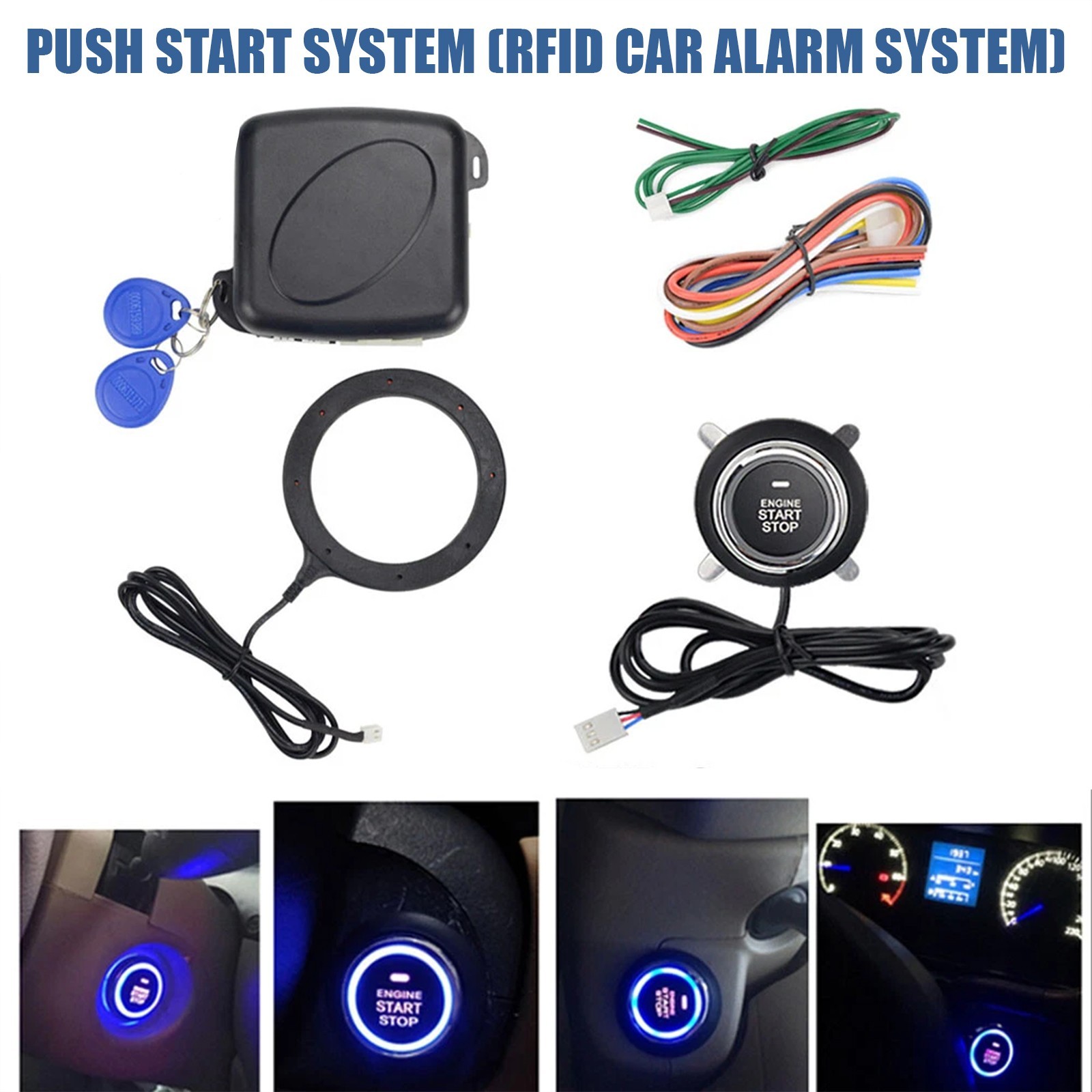 Car Ignition Switch 12V RFID Engine Start Push Button Keyless Entry Starter Kit