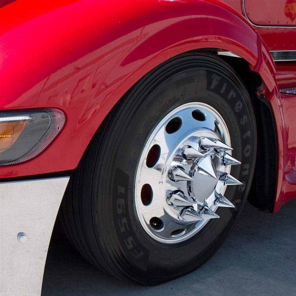 33mm Thread-on Spiked Lug Nut Covers ABS Chrome Plastic Fits Semi Truck 20PCS