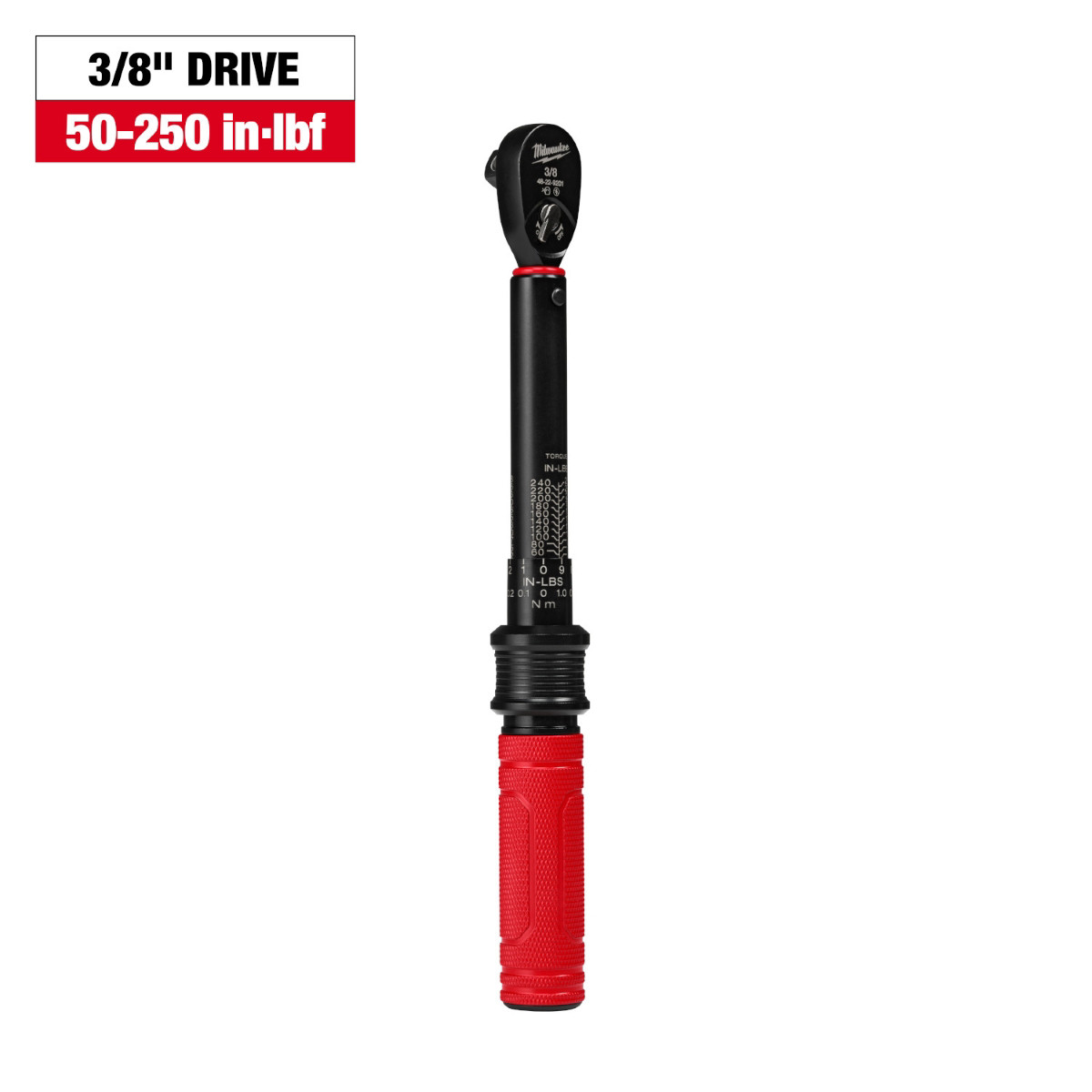 Milwaukee 48229201 3/8 Inch Drive Click Torque Wrench 50-250 In-lbf
