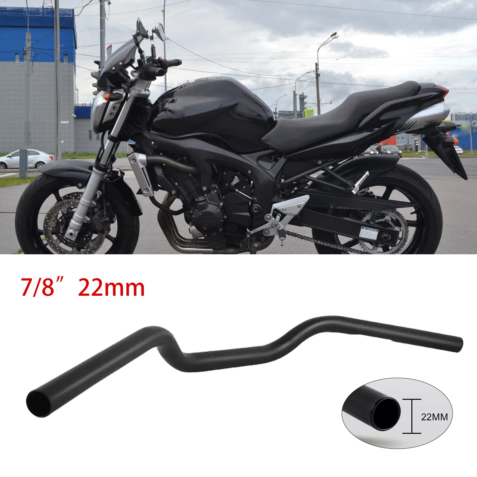 For Yamaha Fz6 2008 Street Motorcycle Handlebar 7/8″ 22mm Handle Bar Matte Black