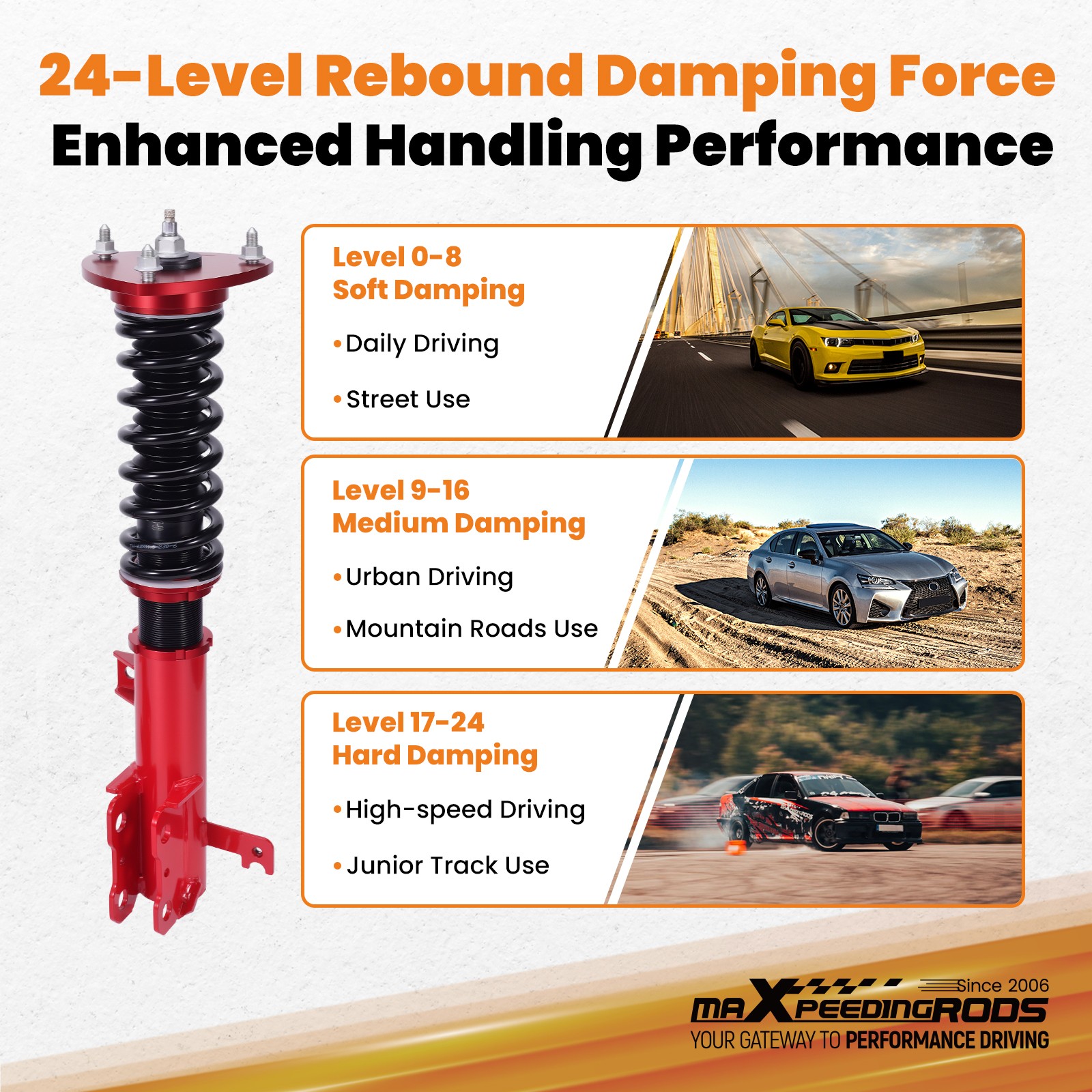 MaXpeedingrods Coilovers Kit 24 Way Damping Adjustable For 05-10 Honda Odyssey