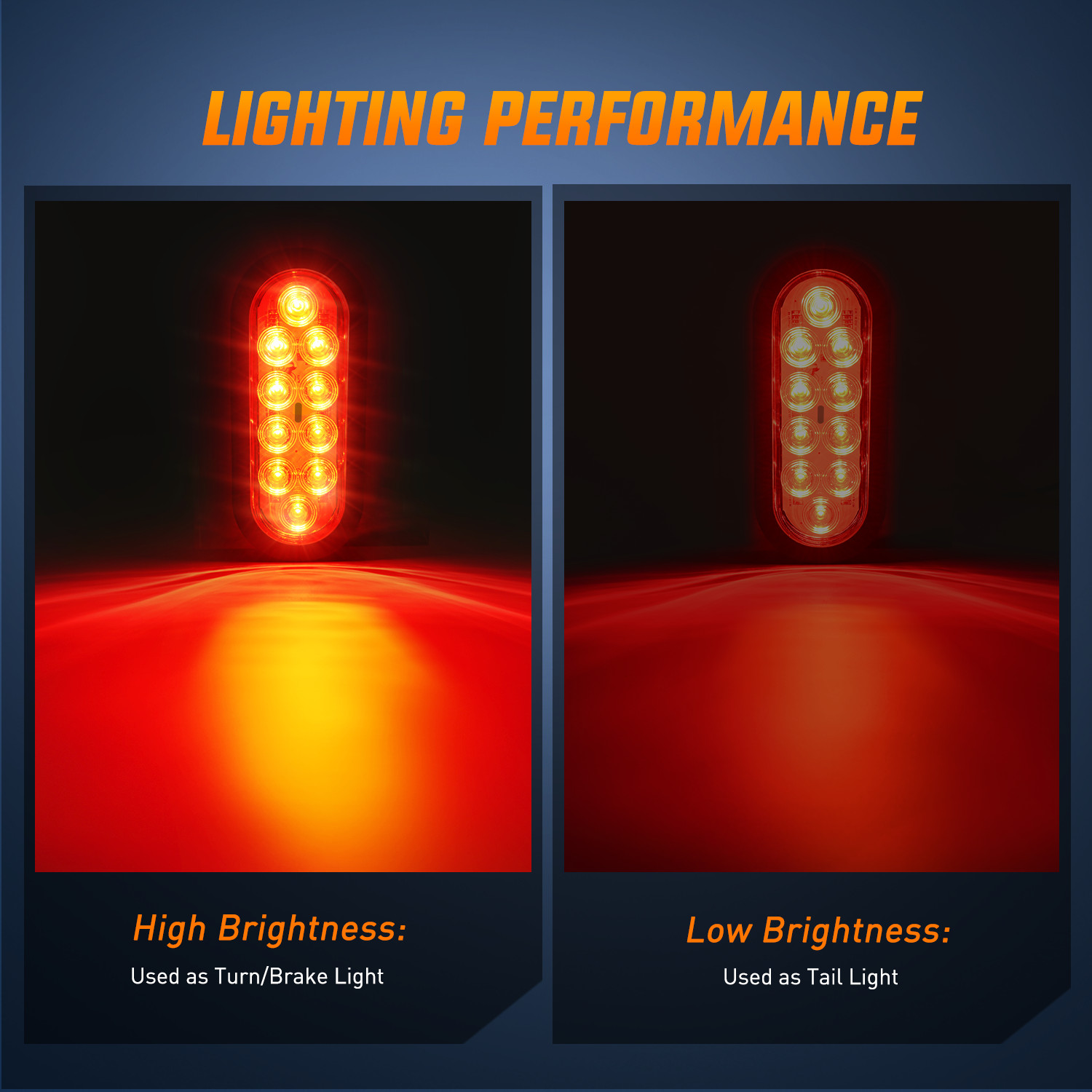 Nilight 6Inch Oval Trailer Tail Light 6PCS Red White 10LED IP67 Waterproof Light