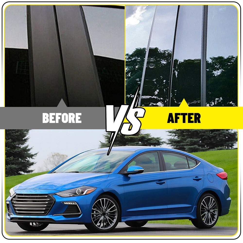 8x Black Pillar Posts Door Window Trim Cover For 2017-20 Hyundai Elantra 1~10X