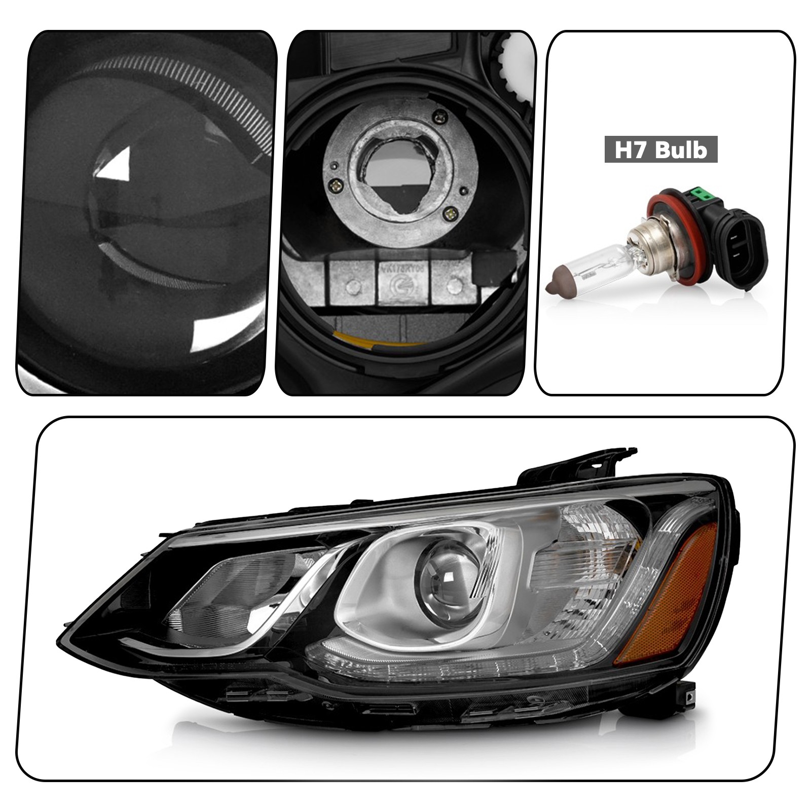 1Pair Halogen Projector Headlight For 2017-2020 Chevy Sonic Headlamps Left+Right