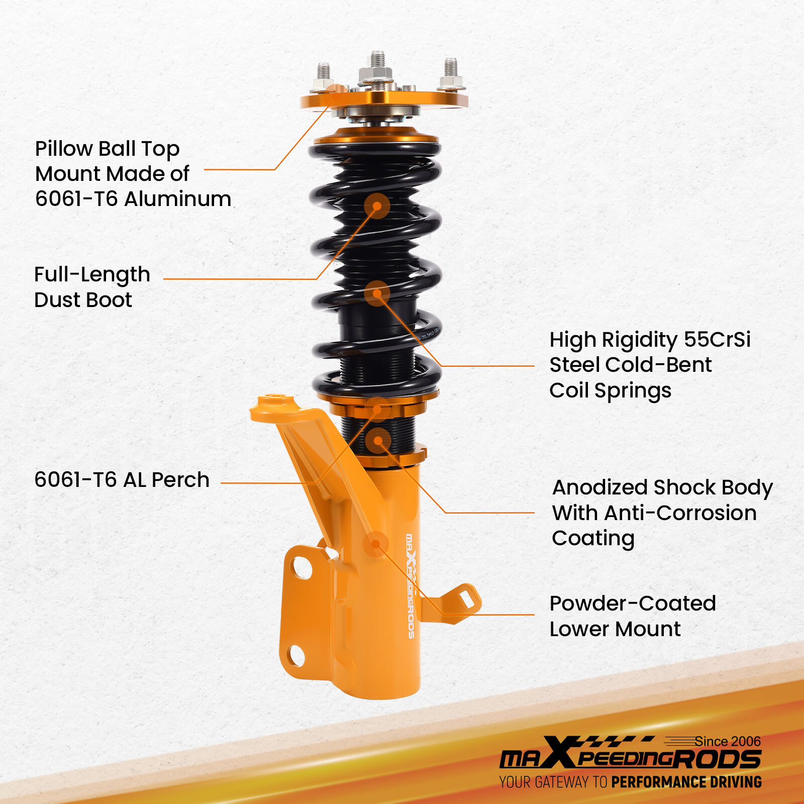 Maxpeedingrods Adjustable Coilovers Struts Suspension For Acura RSX 2002-2006