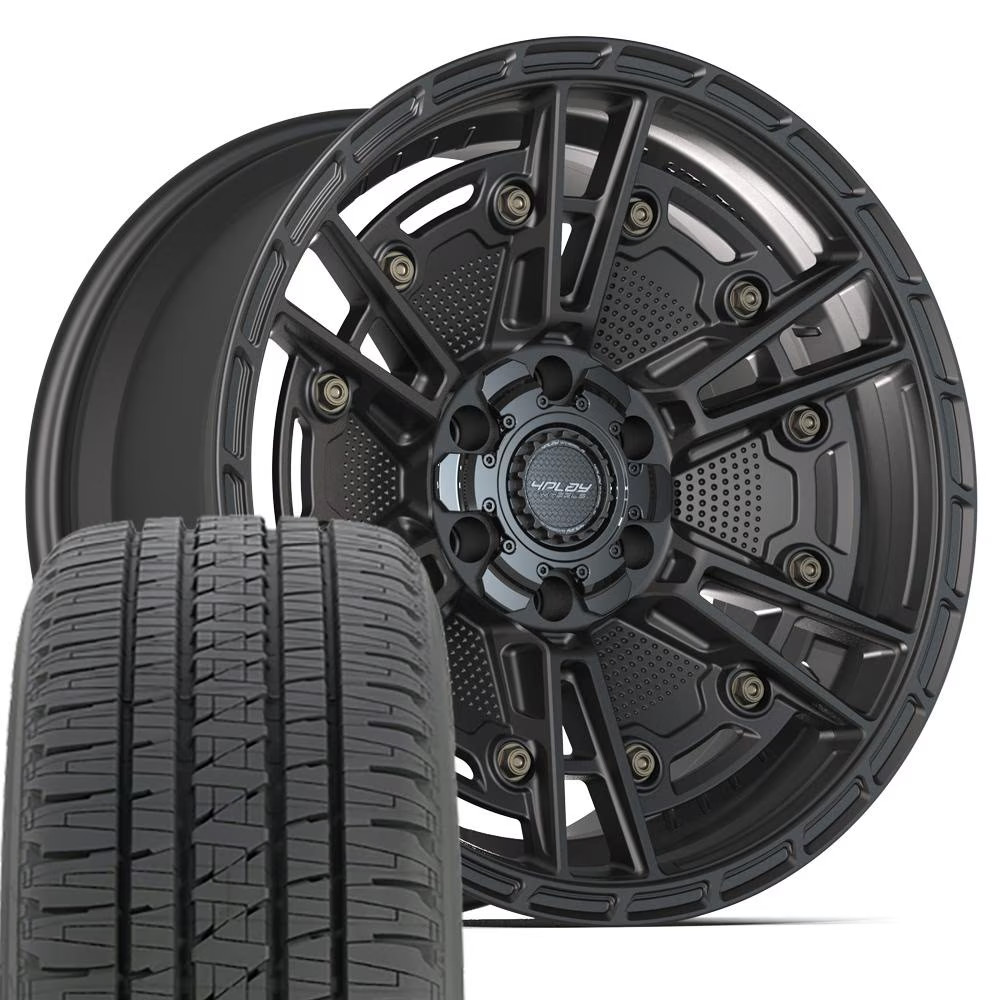 4PS01 Black 20×9 Rims & 275/55R20 A/S Tires Set Fits Ford RAM