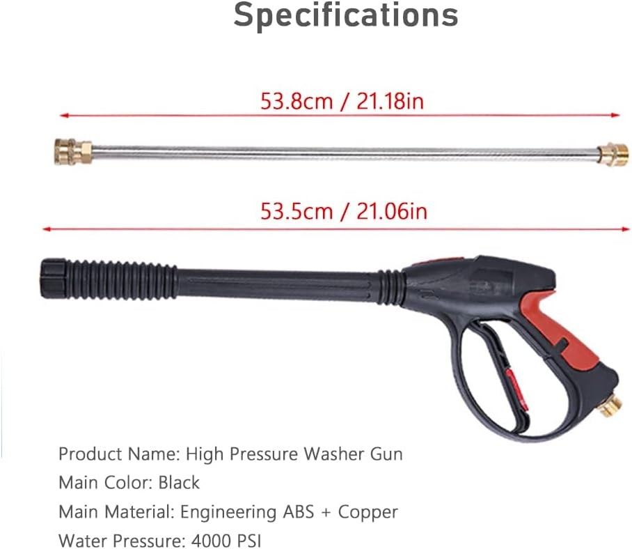 4000PSI Pressure Washer Gun M22 with Extension Lance and 5 Nozzle Nozzles