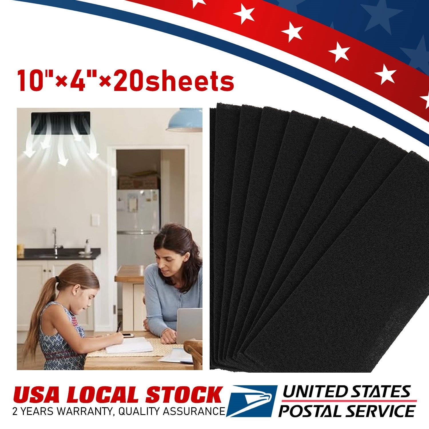 20x Ceiling Fan Filters for Blades- Activated Carbon Filter Easy to Installation