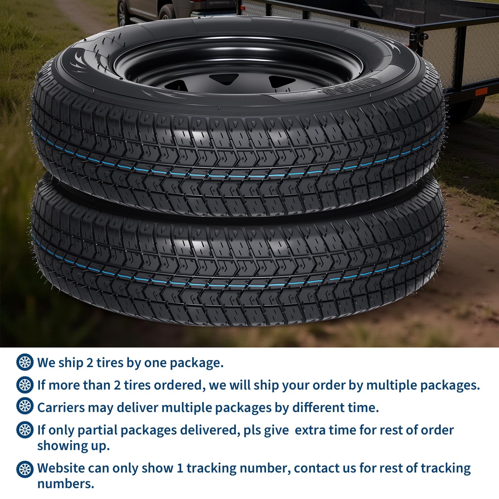 2-Pack Trailer Tire On Rim ST175/80D13 Trailer Tires and Wheels 5 Lug on 4.5 in