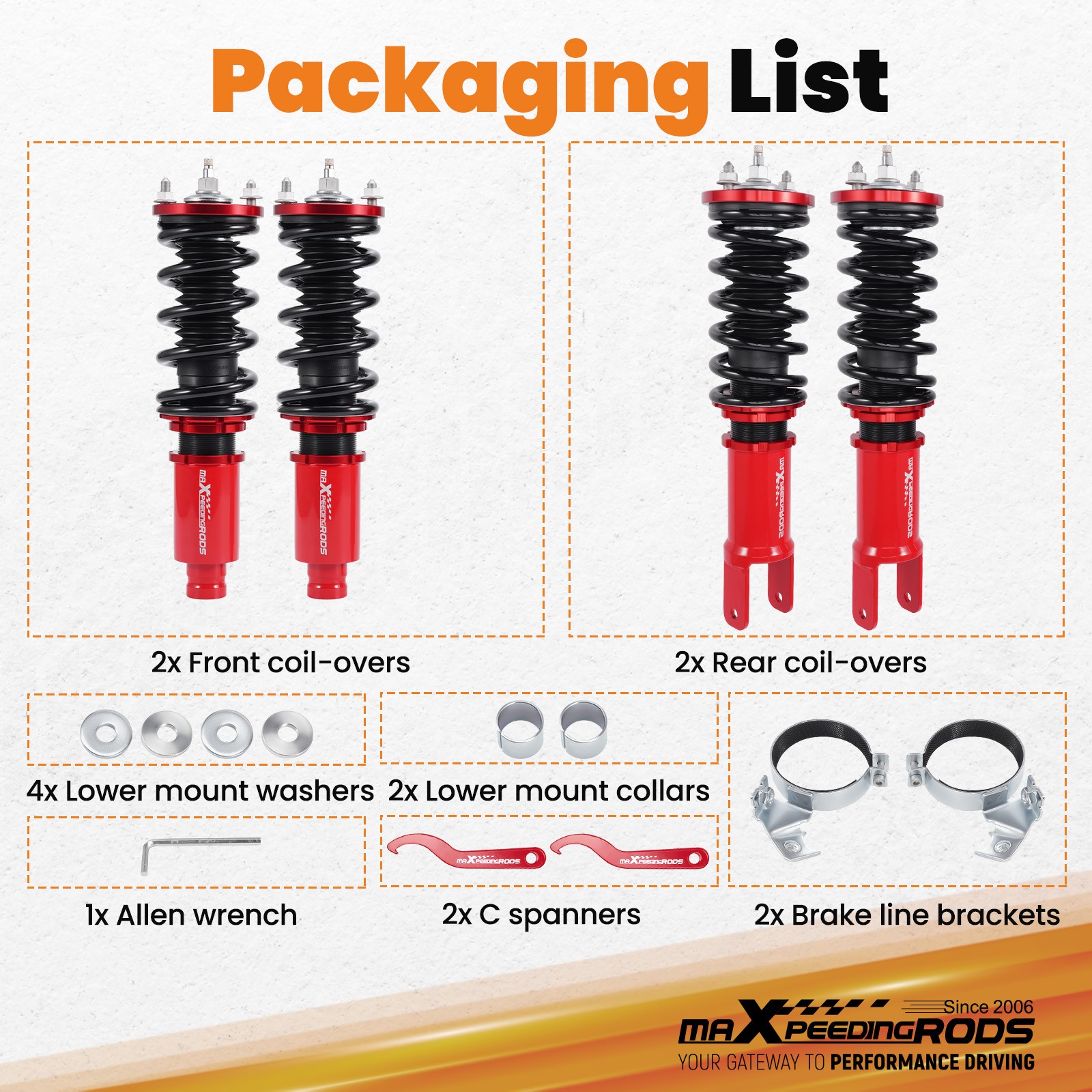 MaXpeedingrods 24 Ways Coilover Suspension Kit for Honda Civic EG/EK/EJ 96-00