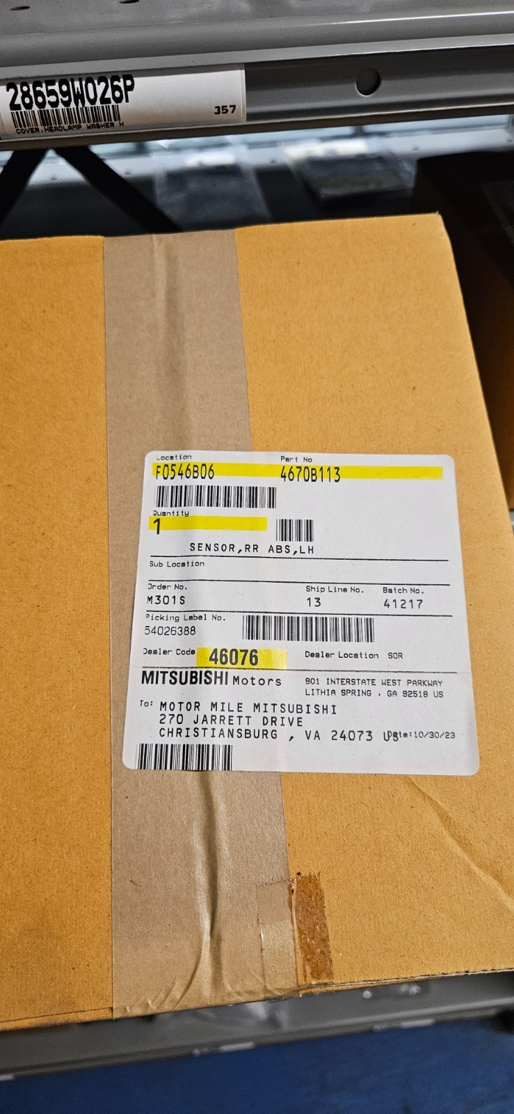 NEW OEM MITSUBISHI REAR A.B.S. SENSOR L.H. 4670B113