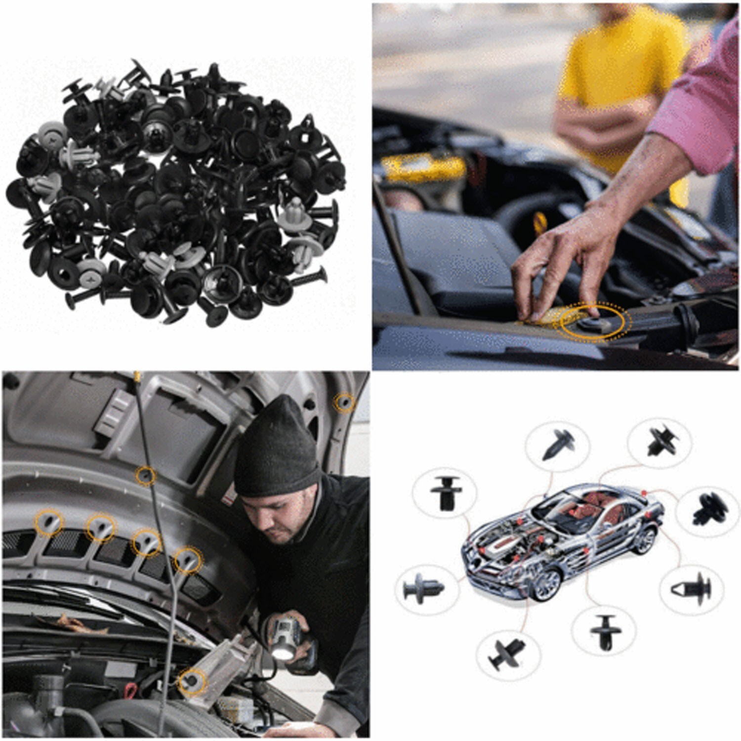 100pcs Bumper Clips FENDER TRIM Car Push Pin Rivet Fastener Retainer 9 8 7 6mm