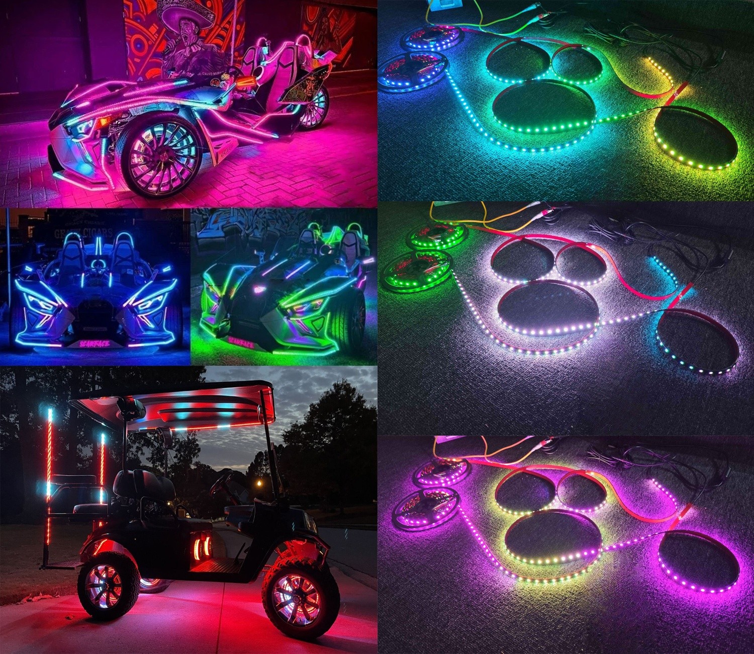 Tinted Dream Color Chasing 8PCS 4FT IP65 Light Strips Grill Underglow Slingshot