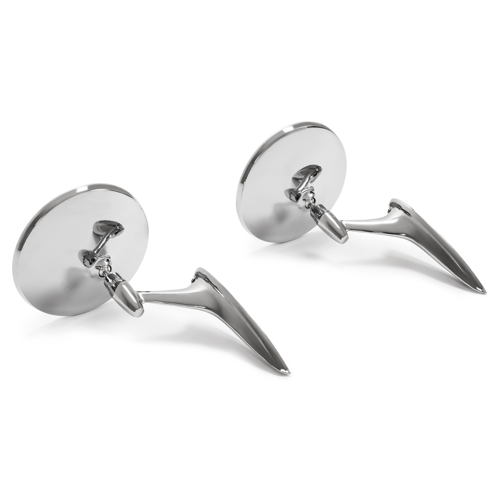 Round Bowtie Outside Rearview Mirrors Ribbed Base For Chevy Chevelle Impala Nova