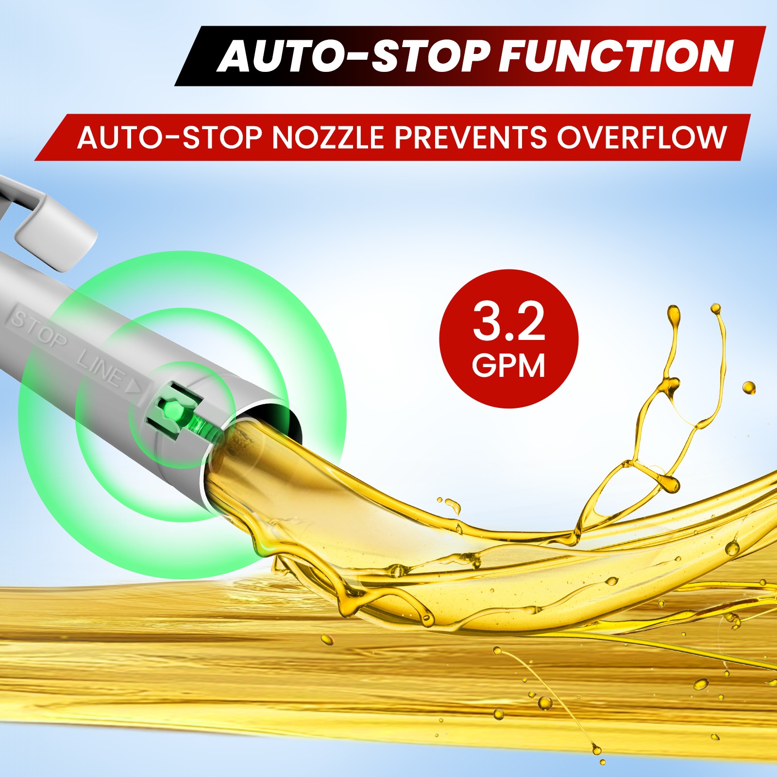 2in1 Automatic Portable Fuel Transfer Pump, Auto-Stop for Gas Diesel&Oil 3.2 GPM