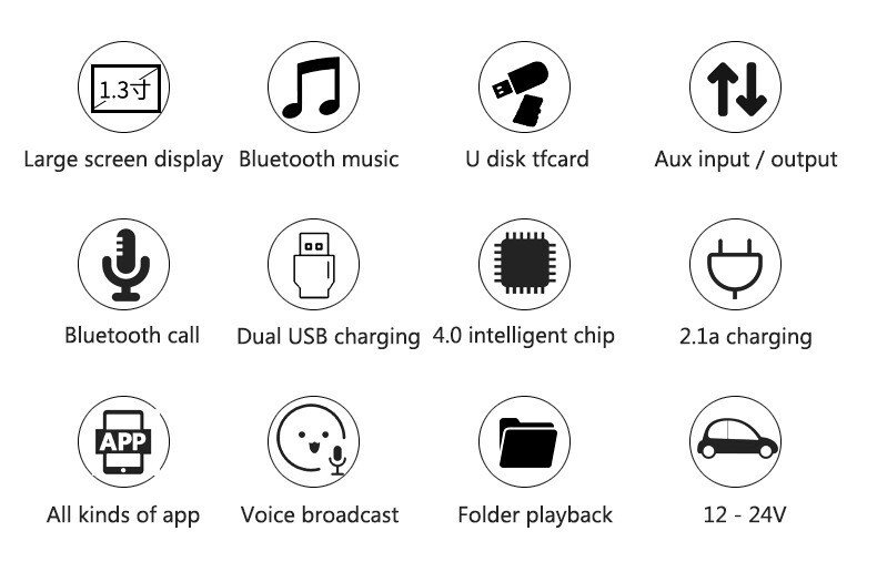 MP3 FM Transmitter Bluetooth Wireless Bluetooth 4.0 1.3in LED Screen Accessories