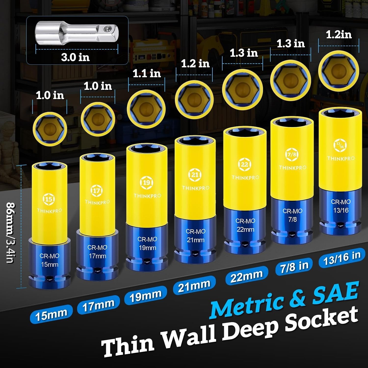 Impact Lug Nut Socket,8 Pieces Thin Wall Impact Sockets | Non-Marring Impact …