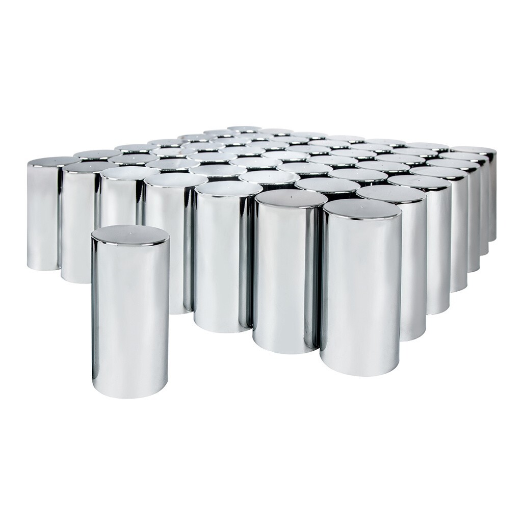 (60) 33mm x 4 1/4″ Chrome Plastic Cylinder Nut Cover – Thread-On United Pacific