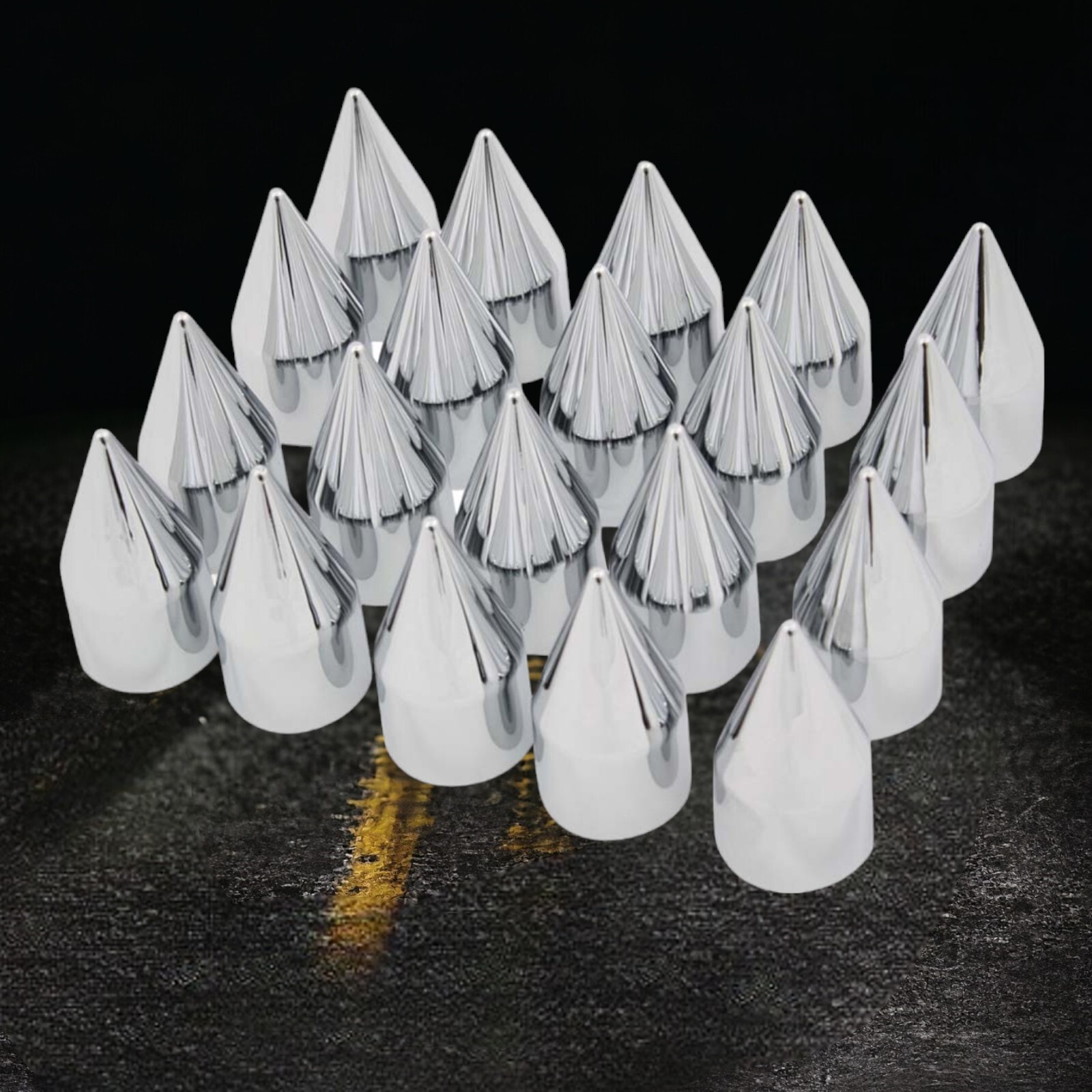 Lug Nut Covers 33mm Chrome Rocket Style PUSH ON Style Plastic (20) Semi Truck