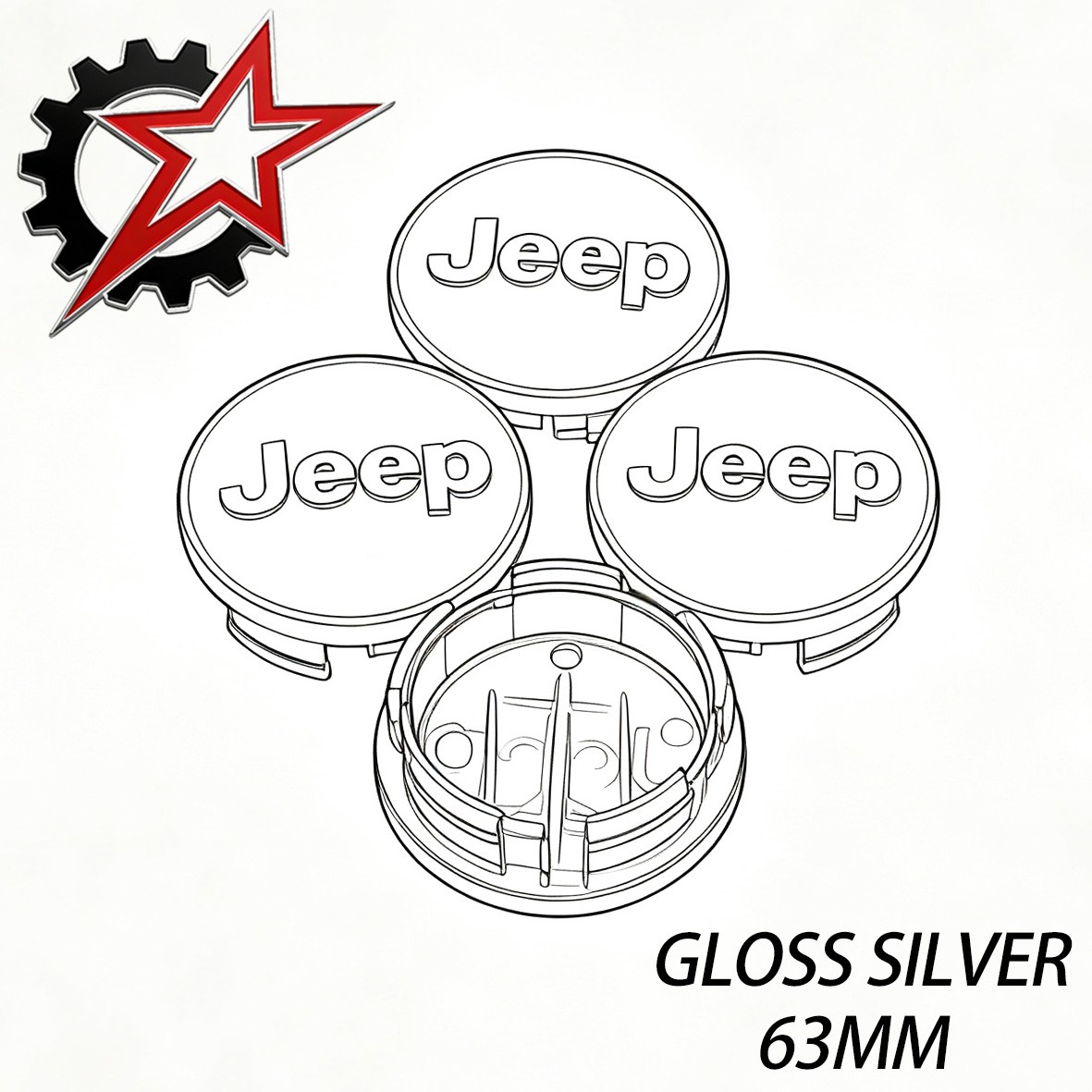1LB77TRMAB / 1LB77DD5AB / 1LB77SZ0AB 2.5″ (63MM) Gloss Silver 4Pack