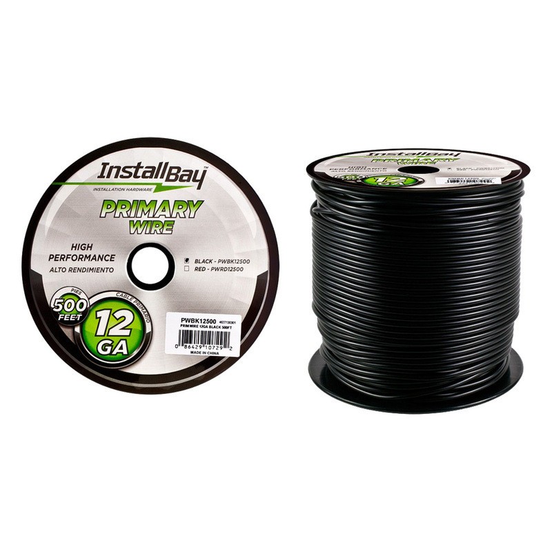 Install Bay PWBK12500 12 AWG Single 500′ Black Stranded TWP Primary Wire