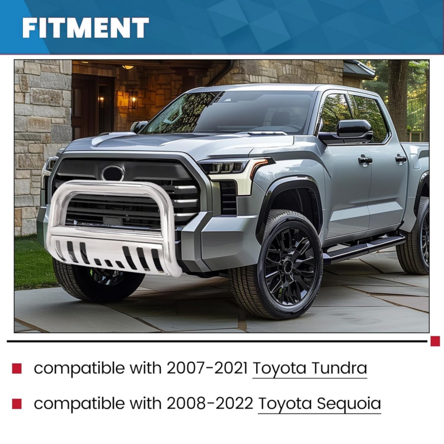 3″ Bull Bar Push Bumper Grille Guard for 2007-2021 2022 Toyota Tundra Sequoia