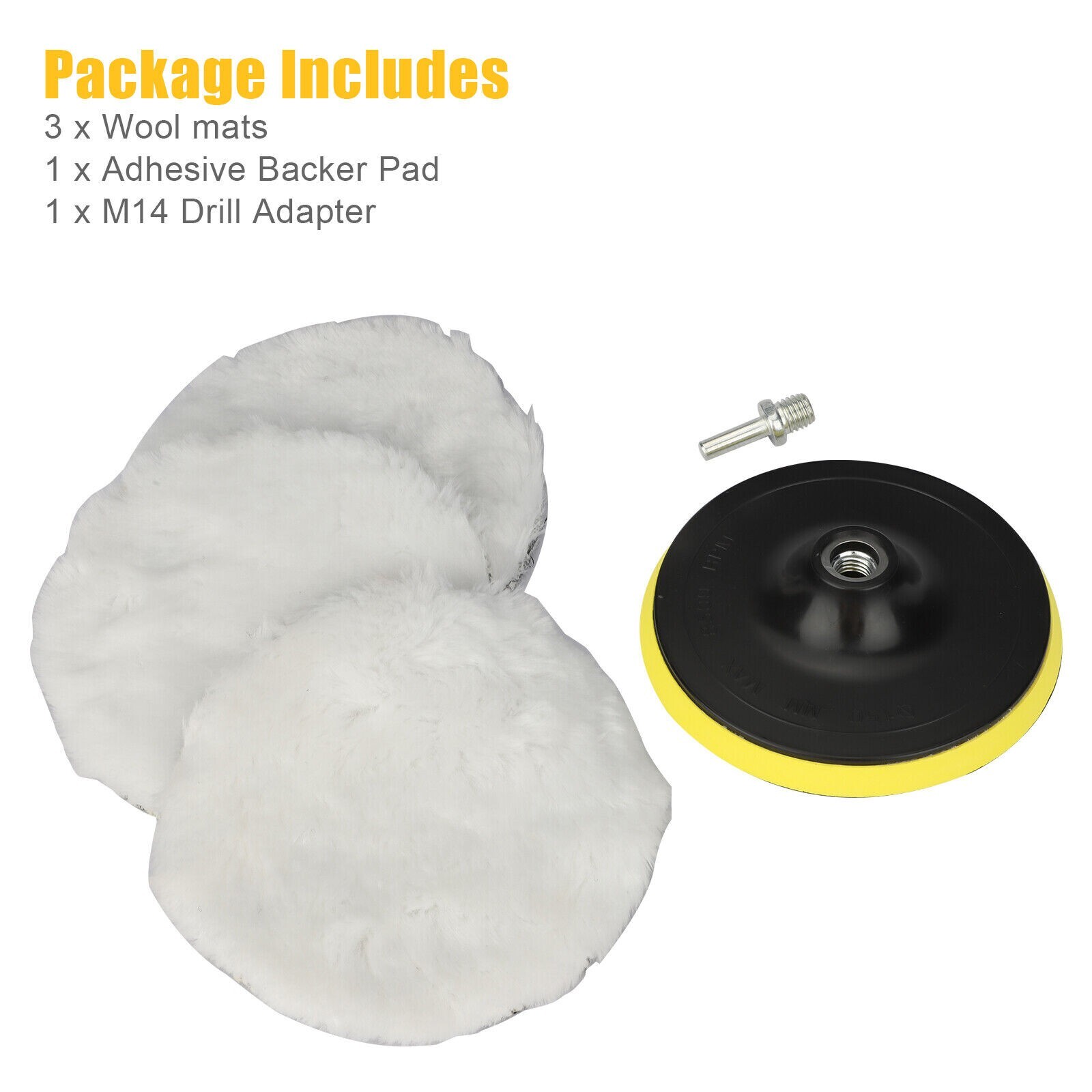 5PCS 6″ Buffing Polishing Pad Wool Wheel Mop Kit For Car Polisher Drill Adapter