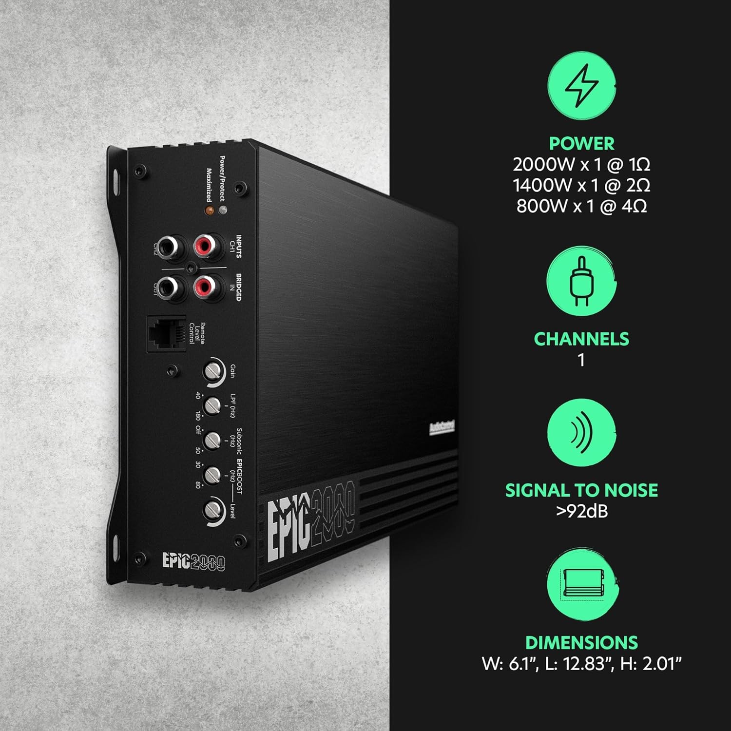 AUDIOCONTROL EPIC2000 EPIC SERIES MONOBLOCK SUBWOOFER AMPLIFIER 2000W RMS @ 1Ω