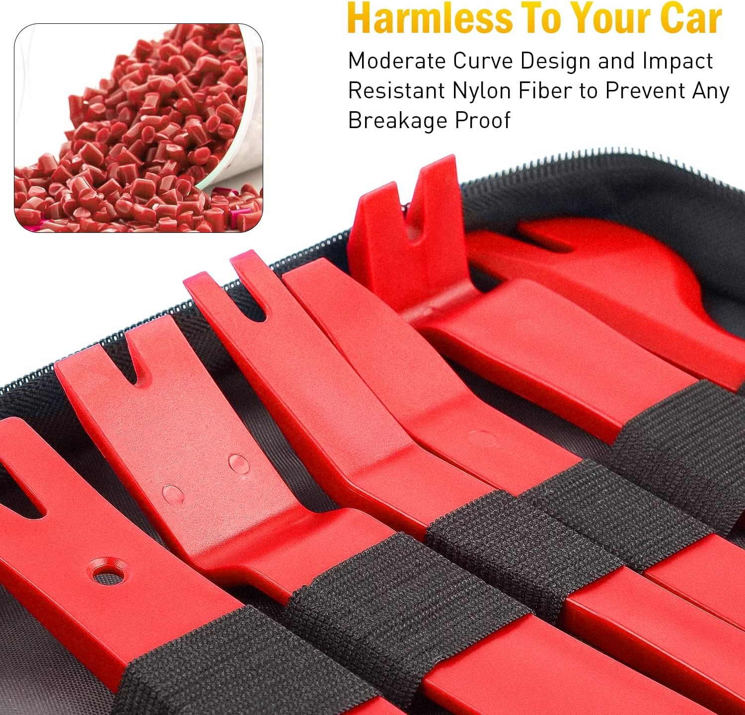 19Pcs Trim Removal Tool Set Storage Bag, Fastener Clip Removers, Car PColor: Red
