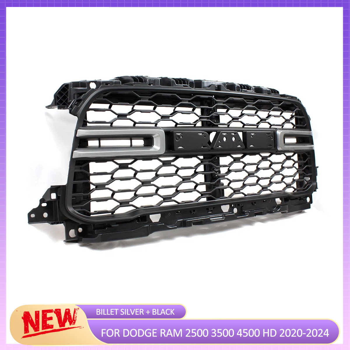 For Ram 2500 3500 4500 HD 2020-2024 Tradesman Grill Billet Silver & Black Grille