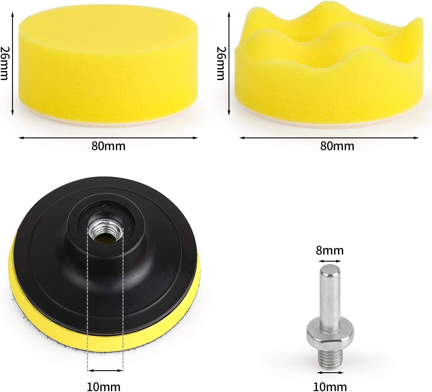 Foam Wax Polisher Pads Car Buffer Drill Buffing Pads Car Polishing Pad Kit 3Inch