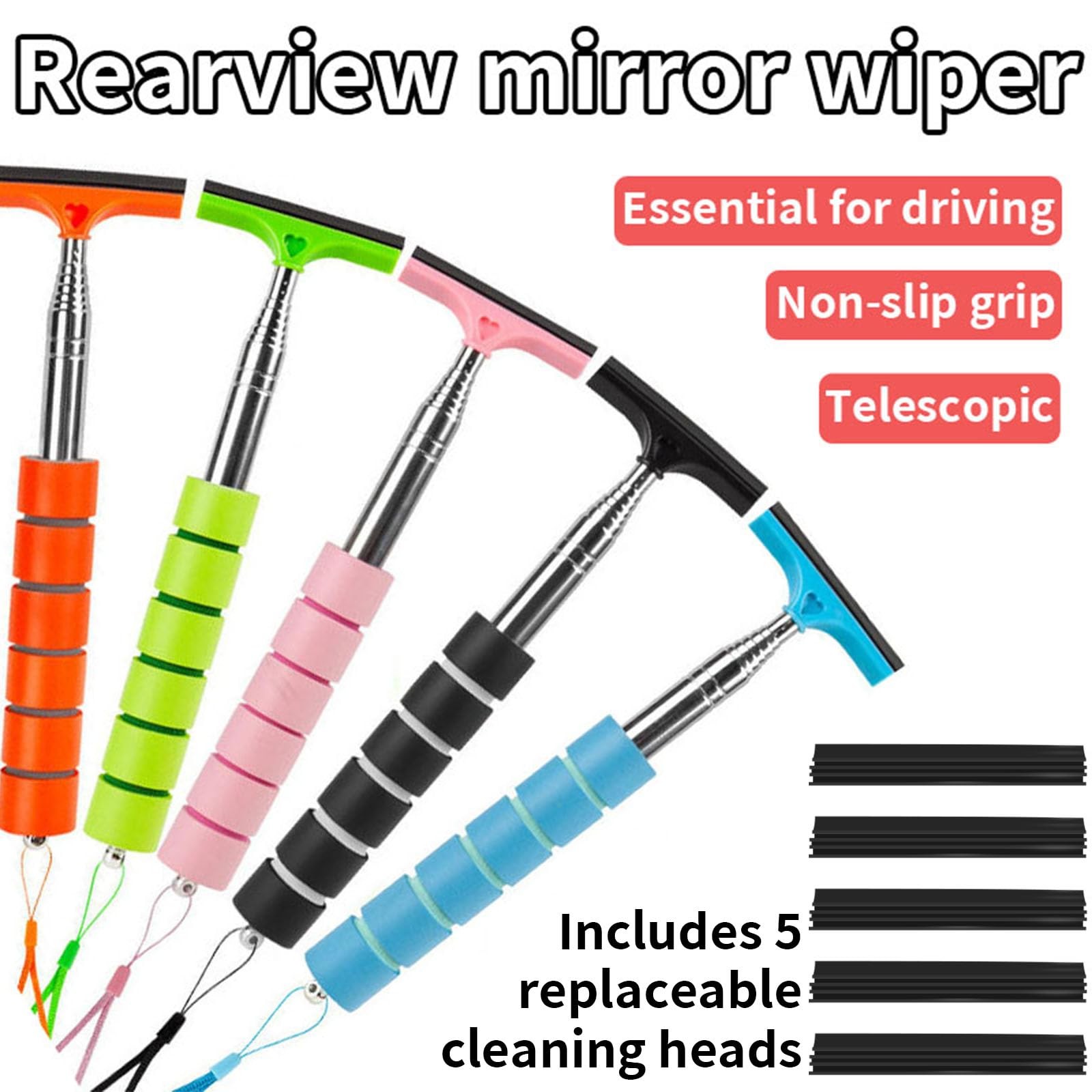 5 PCS Side Mirror Squeegee, Car Blue,black Pink,orange,green