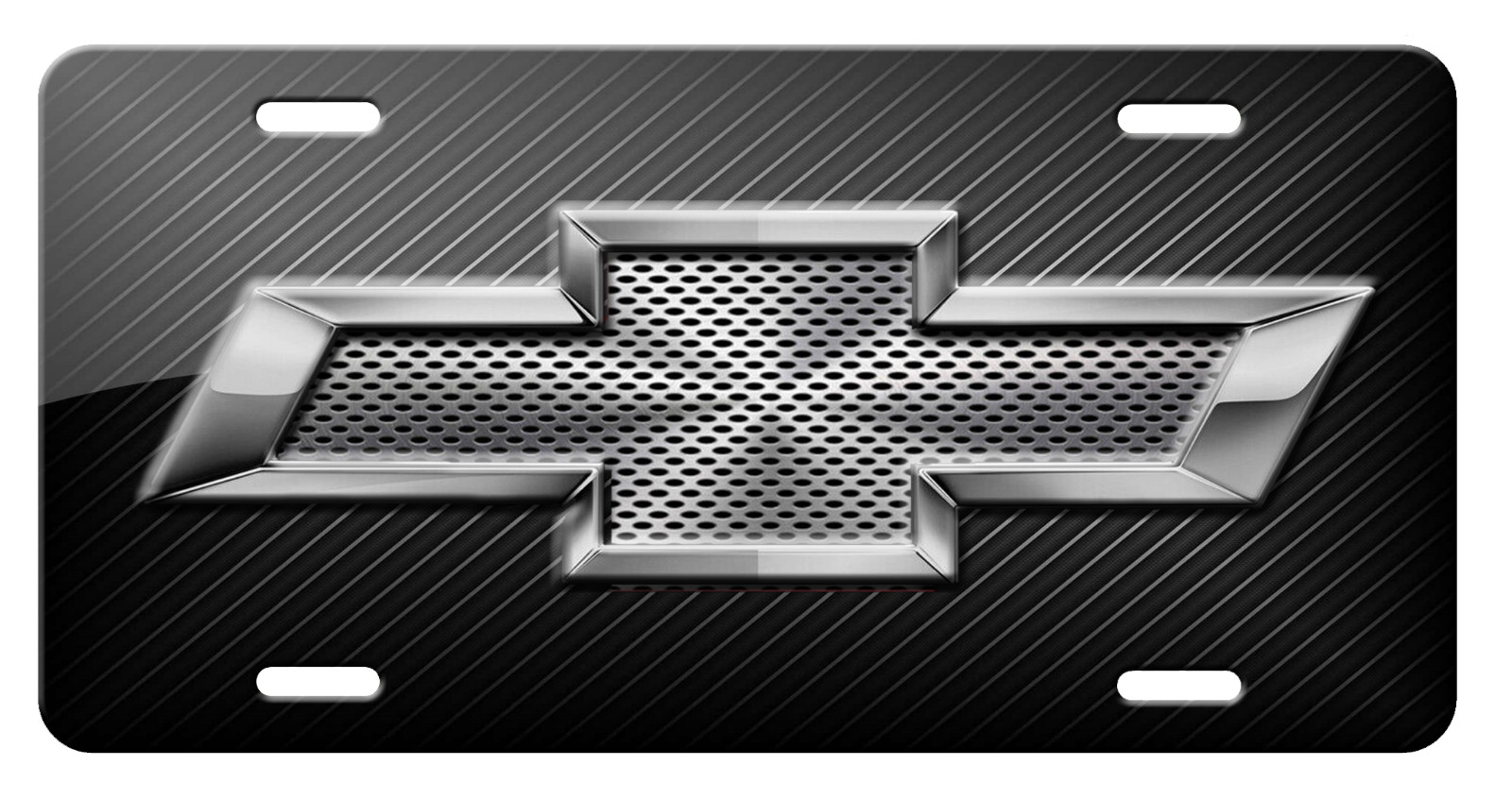 CHEVY Inspired Abstract Art on Black Glossy Vanity Aluminum License Plate Tag