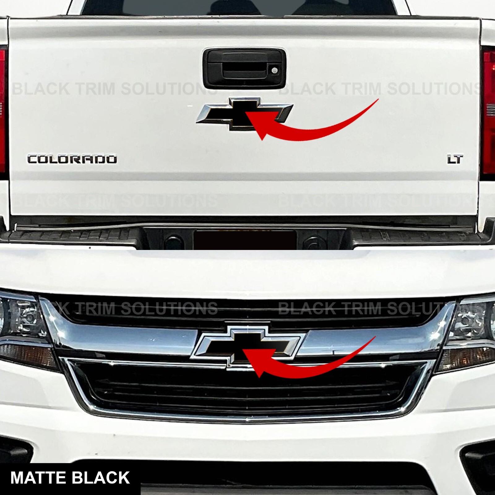 For 2015-2020 Chevy Colorado PreCut MATTE Black DECALS for Front and Rear Emblem