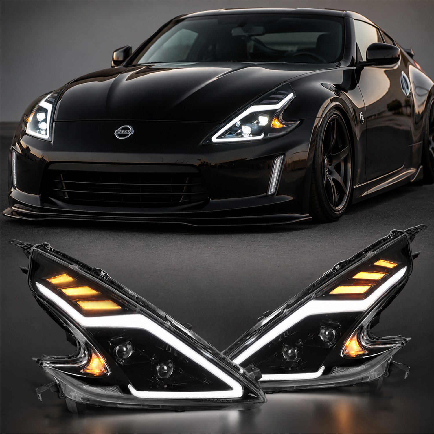 LED Projector Headlights Front Lamp RH+LH For Nissan 370Z Fairlady Z34 2009-2021
