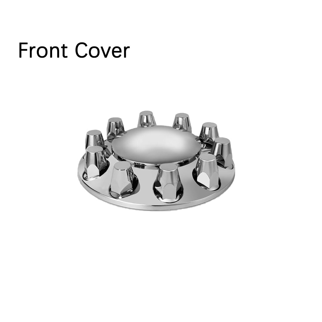 Set of 2 Chrome Front Axle Wheel Cover w/ HubCap 33mm Lug Nuts for Semi Truck
