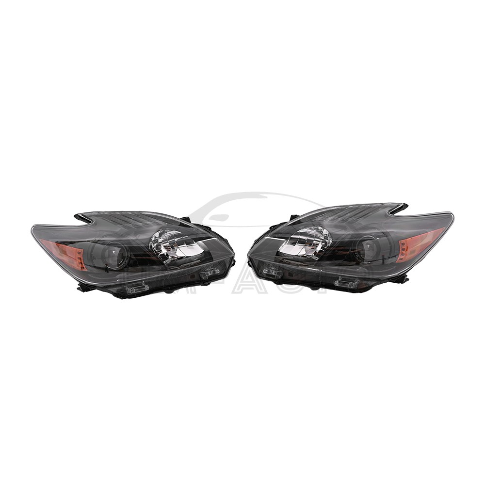 Pair Halogen Headlights Headlamps Assembly Set For Toyota Prius 2010-2011 Black
