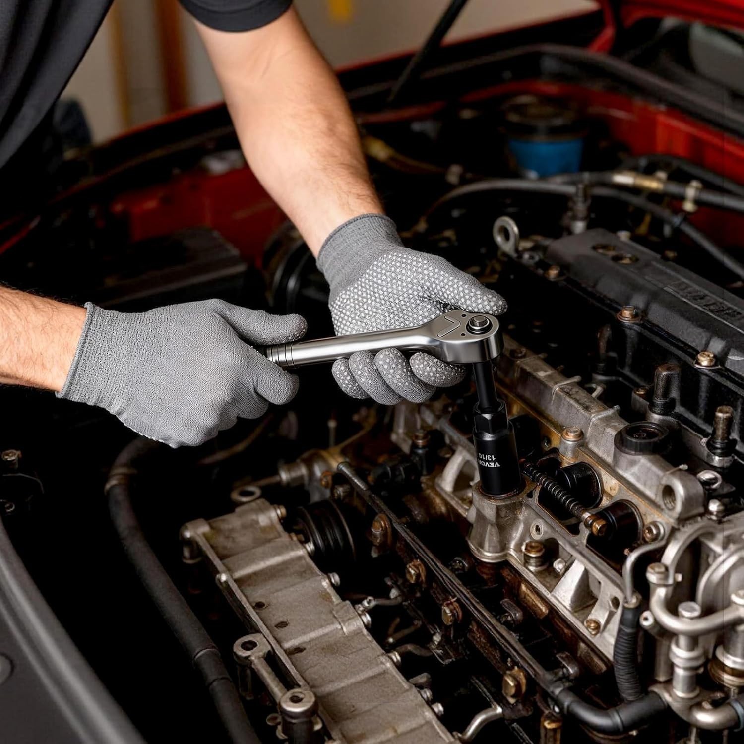 Efficient 96-Piece Ratchet Socket Set in Durable CR-V Case for Mechanics