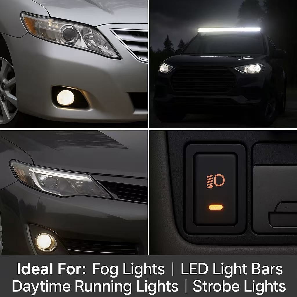 4-Pole 12V Push Button Switch w/LED Indicator Light Fog Lights For Toyota etc
