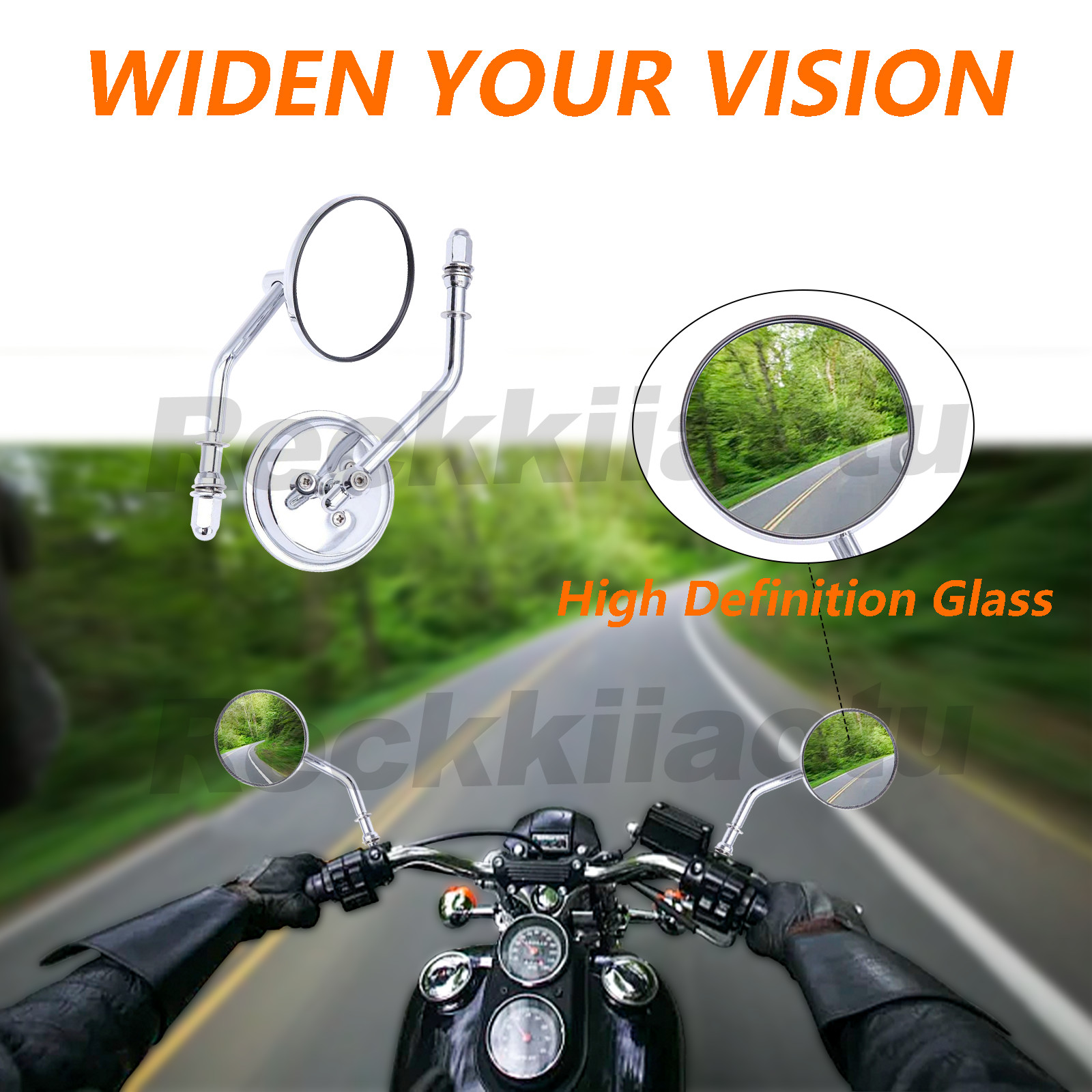Chrome Round Motorcycle Rearview Mirrors For Harley Softail Dyna Bobber Chopper