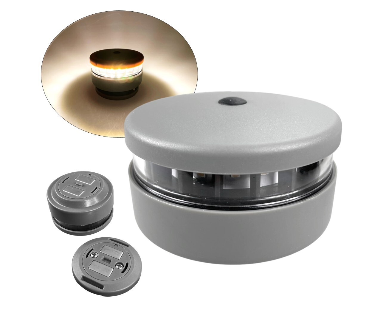 Pactrade Marine Warm White Navigation Light Button Grey Magnetic LED AA Battery