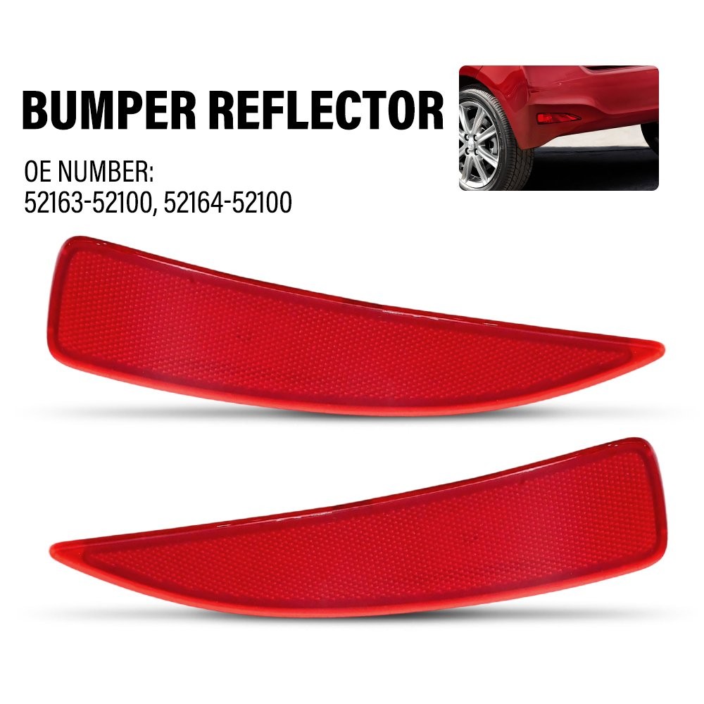 Red Rear Right+Left Bumper Reflector Light Cover for 2012-2014 Toyota Yaris EAH