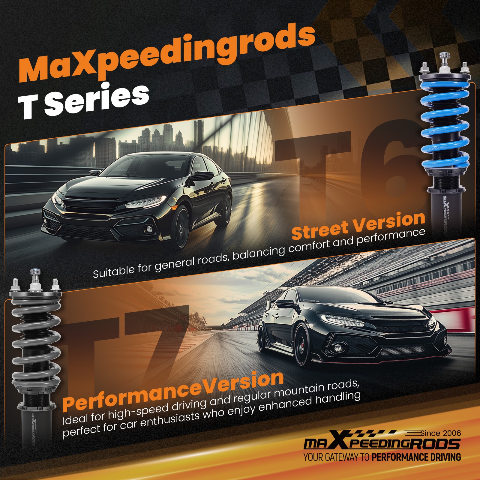 MaXpeedingrods T7 DAMPER COILOVERS KIT FOR BMW 3-SERIES AWD (E90/E91/E92)