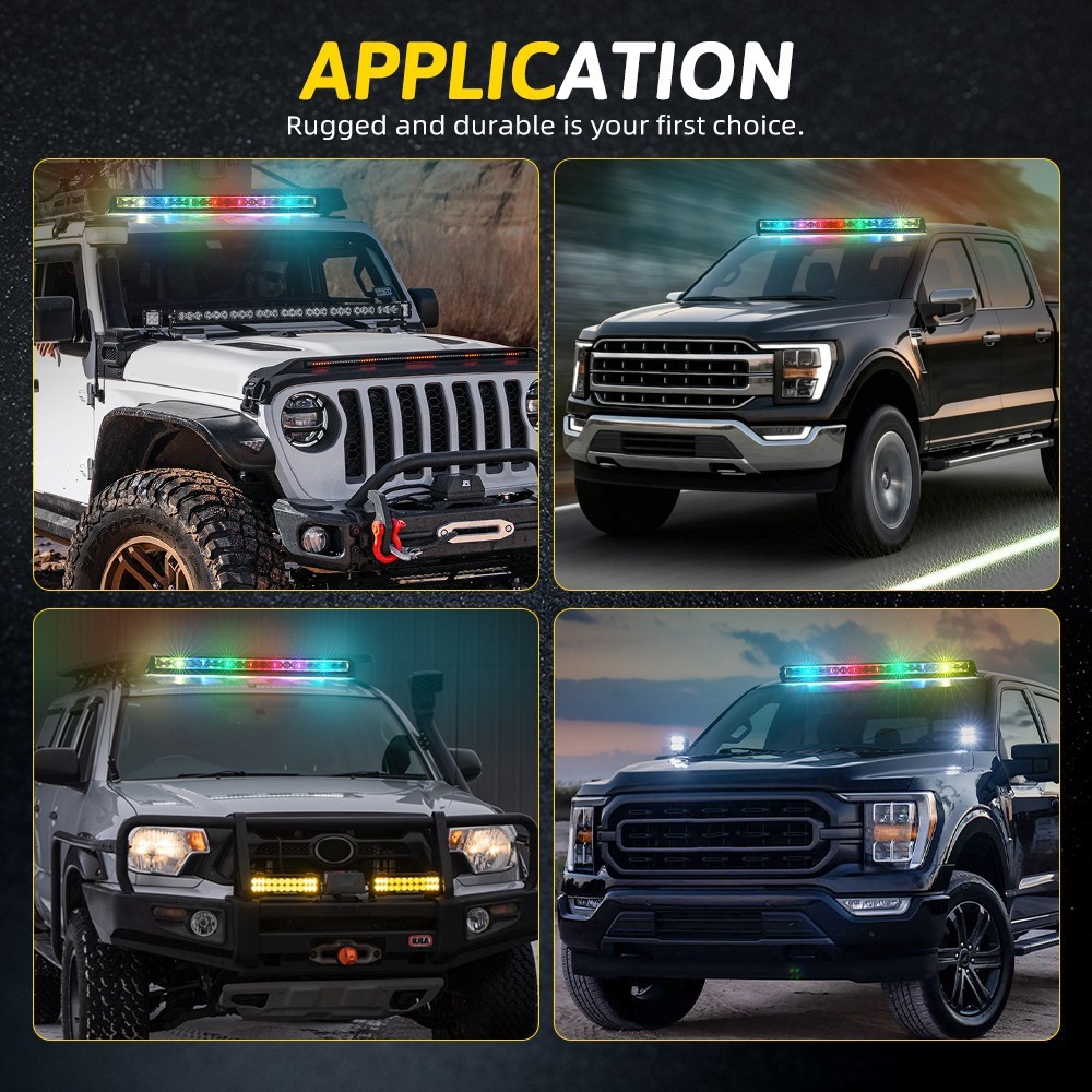 30inch LED Light Bar Chasing RGB Strobe Multi-Color Work Driving Offroad ATV 12v