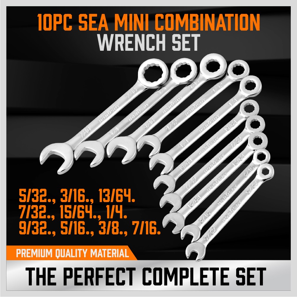 22PCS Combination Wrench Set Ignition Spanner Steel Tools Metric SAE Mini Small