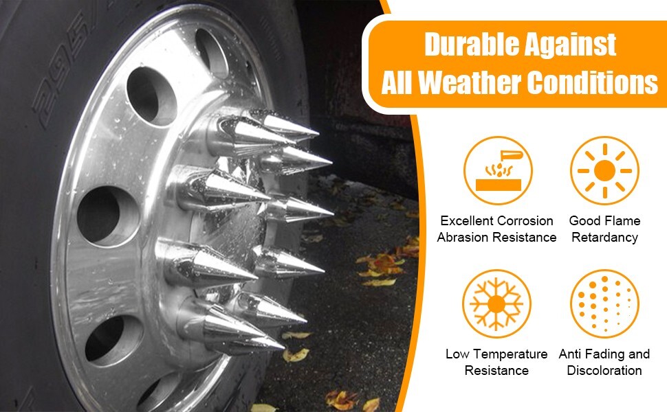 33mm x 4 1/4″ Chromed Spike Lug Nuts Covers Push on,ABS Chrome Plastic Caps 60