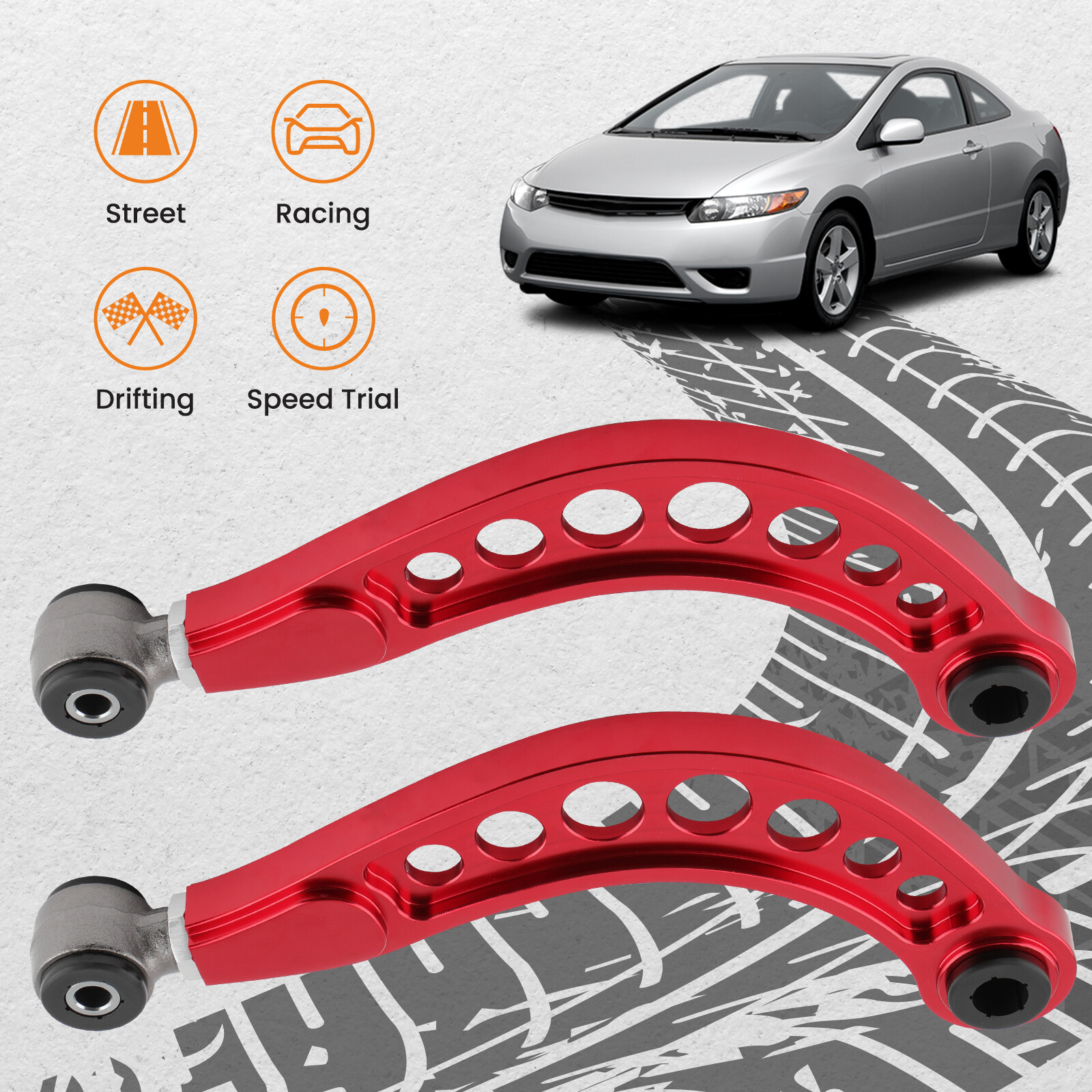 2x Adjustable Rear Upper Camber Control Arms Kit for 2006-2015 Honda Civic 1.8L