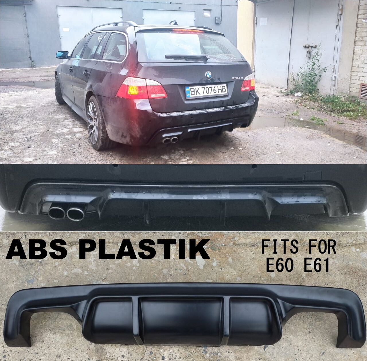 BMW E60 E61 spoiler rear diffuser lip mtech m sport bumper 2 exhaust ABS Plastik